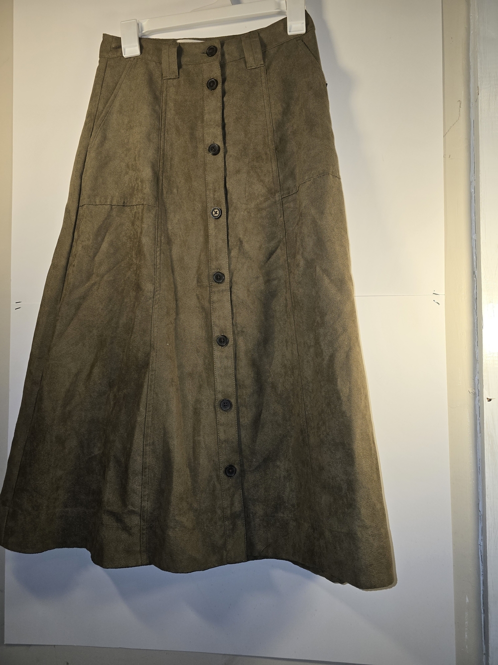 NWT Women's Faux Suede Midi A-Line Skirt